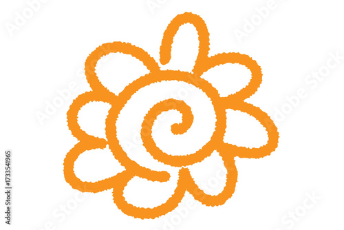 ラフな手描きのシンプルなオレンジの花丸のイラスト