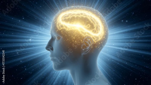 Quantum energy field with the law of attraction and manifestation concept. The power of thoughts and emotions. The practice of becoming and visualizing oneself in the future.
