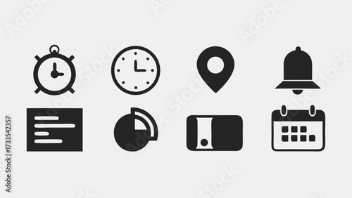 Multiple icons showcasing different electronic devices, such as computers, smartphones, and smartwatches..eps