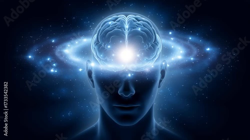 Quantum energy field with the law of attraction and manifestation concept. The power of thoughts and emotions. The practice of becoming and visualizing oneself in the future.