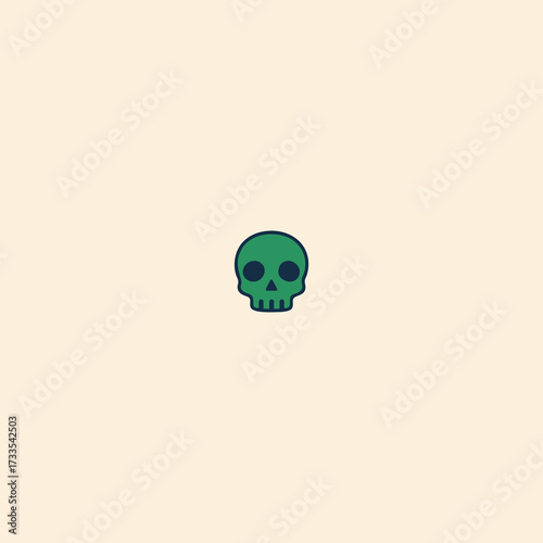 Skull Icon – Spooky Halloween Skeleton Head Flat Vector Illustration for Horror, Scary Design, and Party Decorations