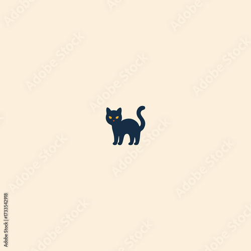 Black Cat Icon – Spooky Halloween Witch Pet Flat Vector Illustration for Horror, Magic, and Celebration Design