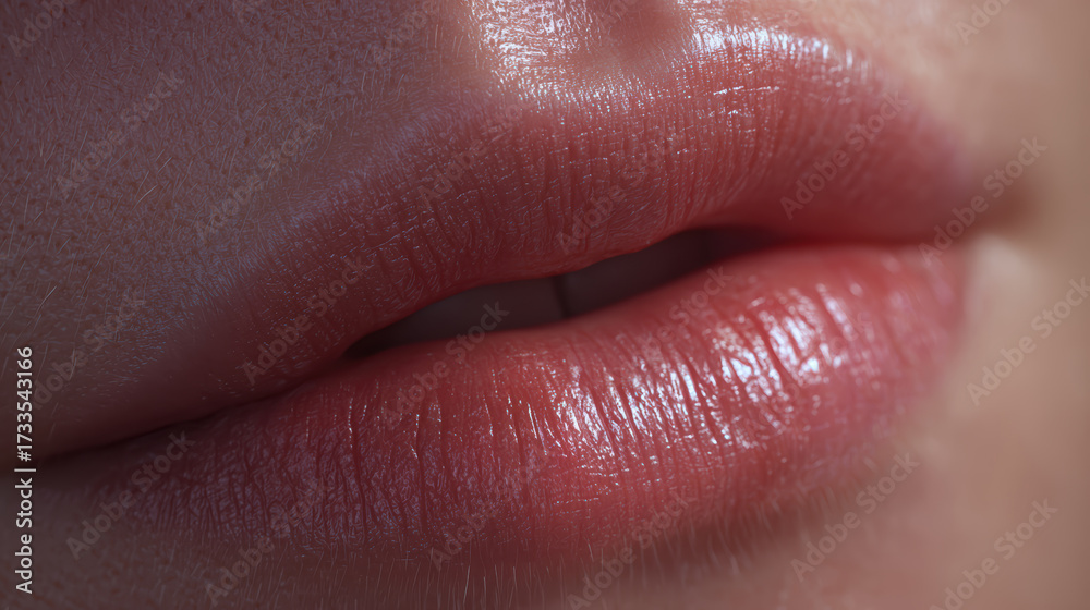 Fototapeta premium Sensual glossy lips of beautiful caucasian woman