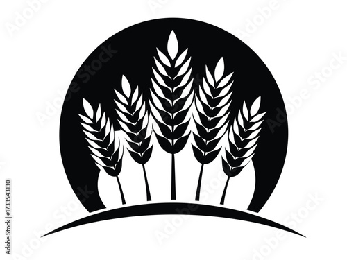 wheat field silhouette vector icon
