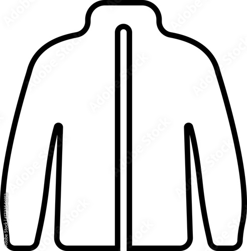 Jacket Icon Black Line Style Clothing Symbol of Winter Coat, Sportswear, Outerwear, Fashion, Warm, Zipper Hoodie, Windbreaker, Casual Apparel, Textile Vector