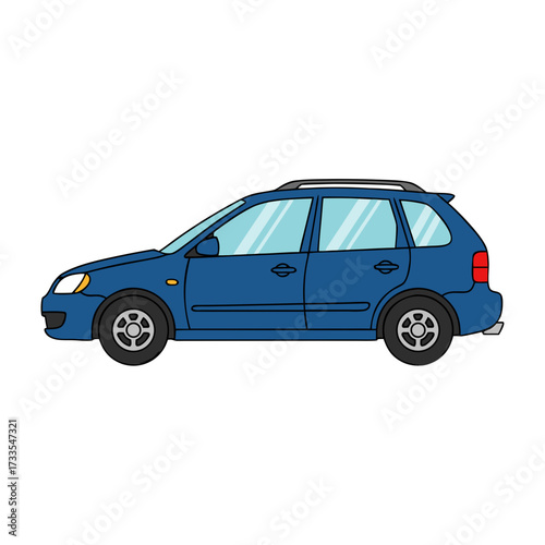 Minimalist car illustration in natural metallic colors, transportation and travel concept 