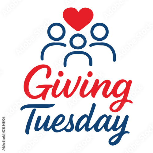 Red Heart with Script Giving Tuesday Typography
