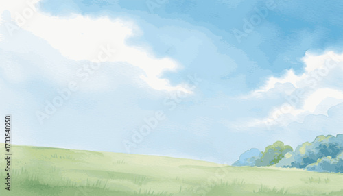Sunlit Expanse Clear sky in the grassland isolated watercolor vector illustration svg