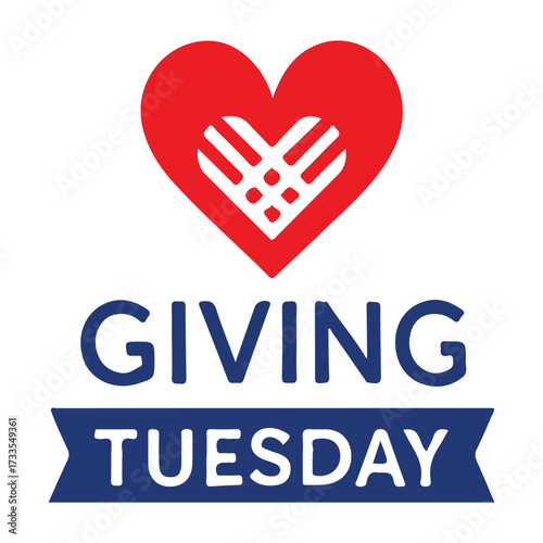 Red Geometric Heart Giving Tuesday Modern Design