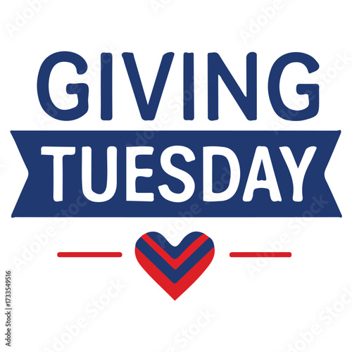 Ribbon Heart Giving Tuesday Logo Emblem