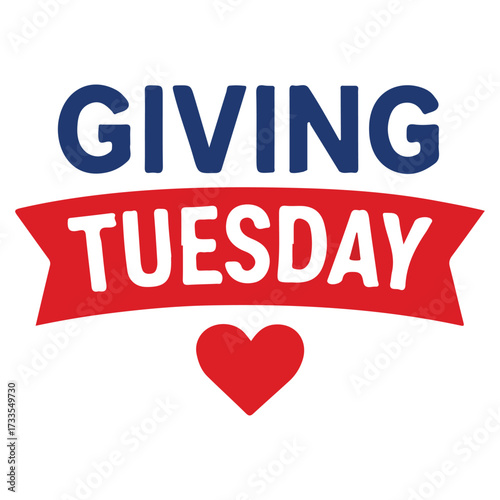 Ribbon Banner Giving Tuesday Red and Blue Logo