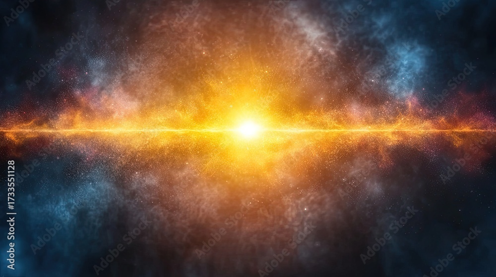 Naklejka premium Abstract cosmic explosion with a bright orange and blue nebula effect background