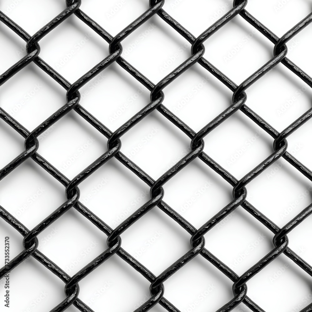 Naklejka premium An artistic close-up of a black chain-link fence that shows the details and textures
