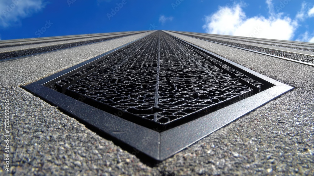 Fototapeta premium Architectural detail of a textured ventilation panel.