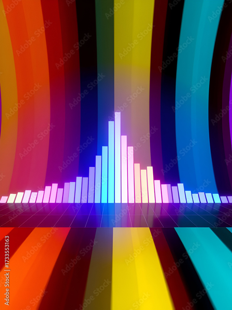 Fototapeta premium Colorful Visualization of High Frequency Hertz Sound Spectrum with Intensity Bars