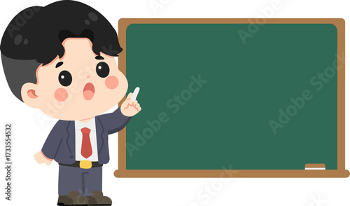 Cartoon Teacher man with Chalkboard Illustration