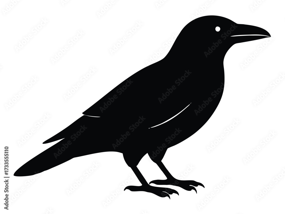 Fototapeta premium crow sitting silhouette vector icon