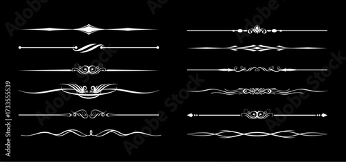 set of elegant flourish page dividers design element