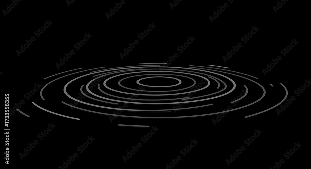 Fototapeta premium Abstract concentric circles in animation on black background