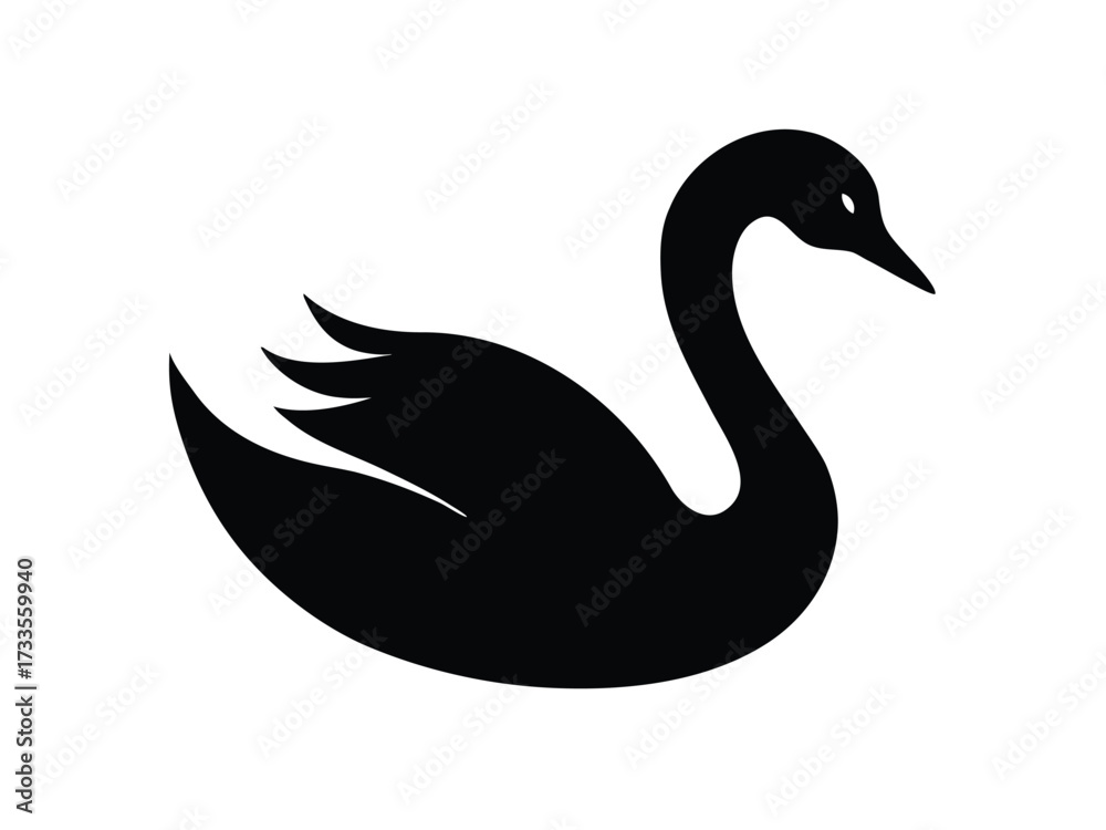 Fototapeta premium floating swan silhouette vector icon