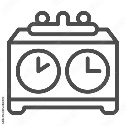 Seconds stopwatch line icon, chess game concept. Vector graphics. Clock with buttons for completing move sign on white background, outline style icon for mobile or web design.