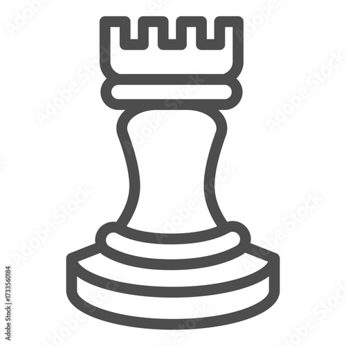 Chess tower line icon, chess game concept. Vector graphics. Gaming sign on white background, outline style icon for mobile or web design.