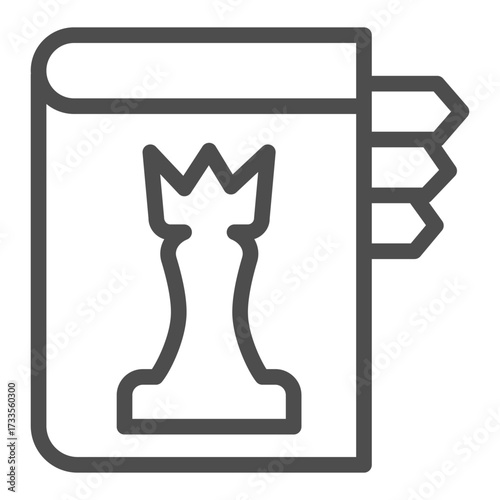 Chess rules book line icon, chess game concept. Vector graphics. Notepad with bookmark sign on white background, outline style icon for mobile or web design.