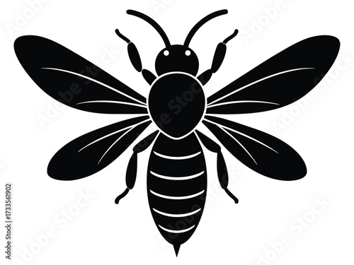flying wasp silhouette vector icon