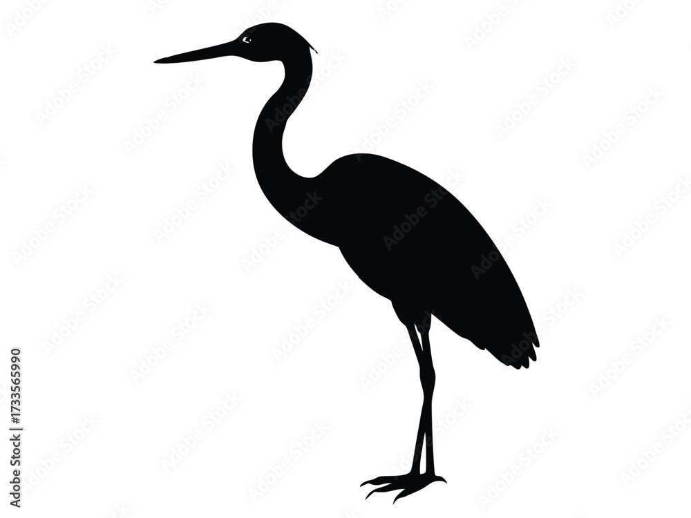 Obraz premium heron standing silhouette vector icon