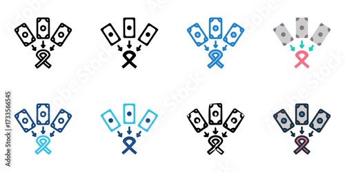 Fundraiser icon set multiple style collection 
