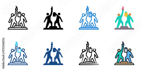 Historical figures icon set multiple style collection 
