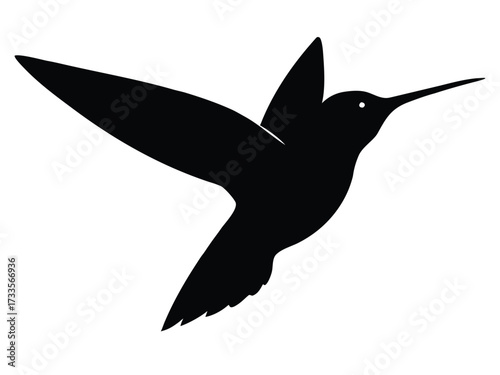 hovering hummingbird silhouette vector icon