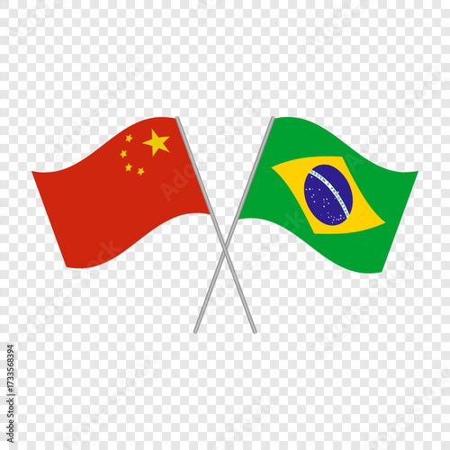 China and Brazil crossed flags