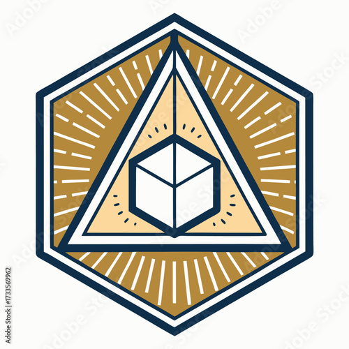 A hexagonal badge with a crashing wave and a pearl inside it.