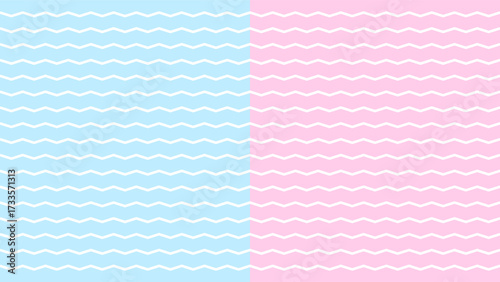 Minimal pastel zigzag pattern split into blue and pink halves, perfect for modern design, wallpaper or creative projects