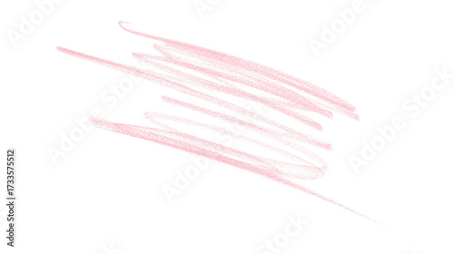 Hand drawn pink pencil lines, circles, stripes and squiggly lines on transparent background.