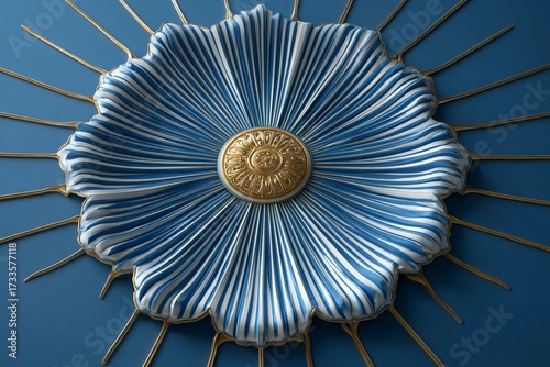 Elegant Star Medallion in White and Gold With Intricate Design and Background Generative AI
