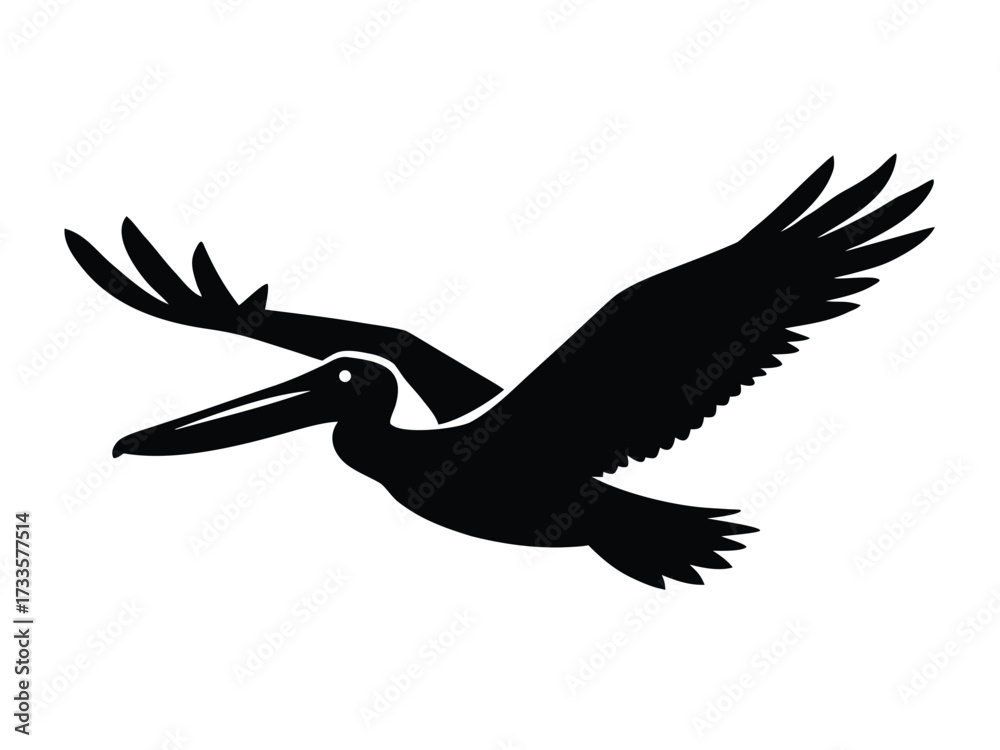 Fototapeta premium pelican flying silhouette vector icon