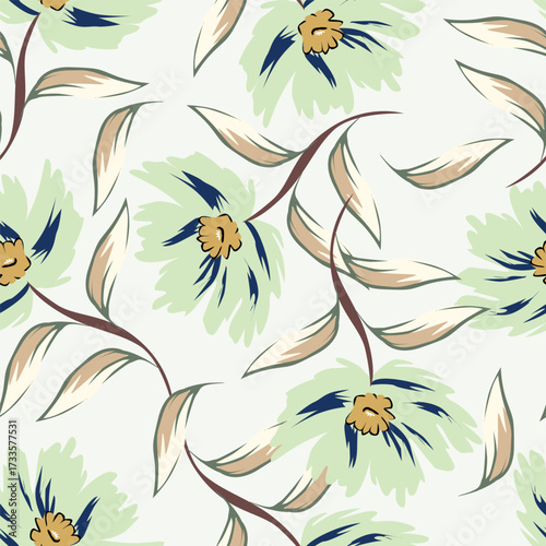 Colorful hibiscus flower with tropical leaf seamless pattern design for summer holidays background
