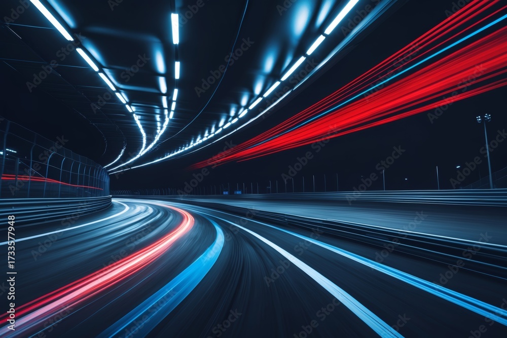 Fototapeta premium Abu Dhabi F1 Racing Circuit Motion Blur Floodlights