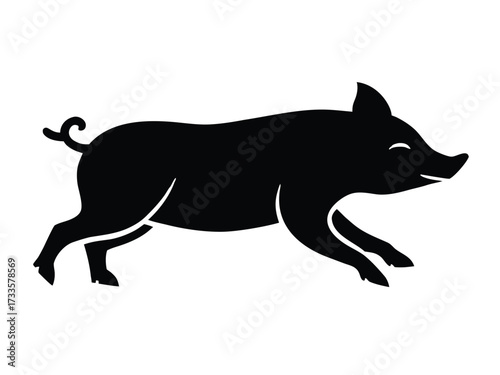 pig running silhouette vector icon