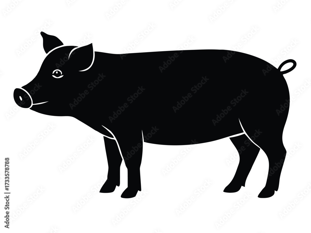 Fototapeta premium pig standing silhouette vector icon