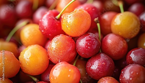 Close-up of fresh, vibrant cherries
