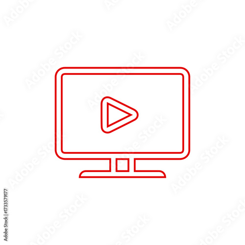 Video Streaming Play Button Outline Icon - Media, Online Content, and Entertainment Line Art Vector	