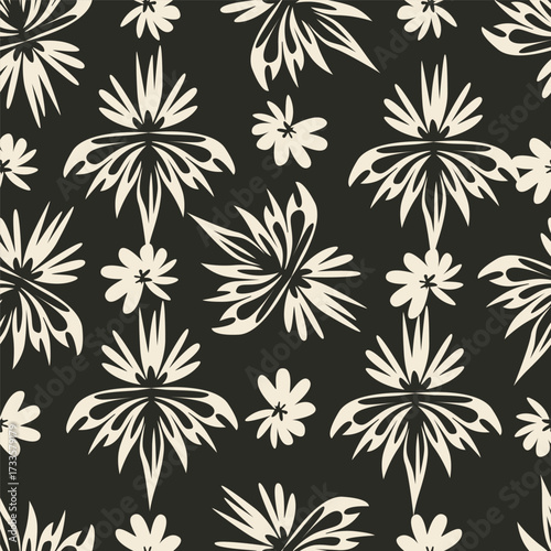 Colorful hibiscus flower with tropical leaf seamless pattern design for summer holidays background
