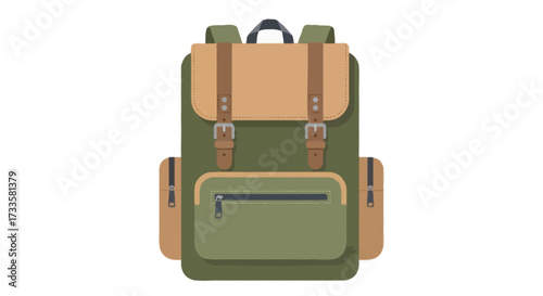 A flat vector illustration of a stylish backpack