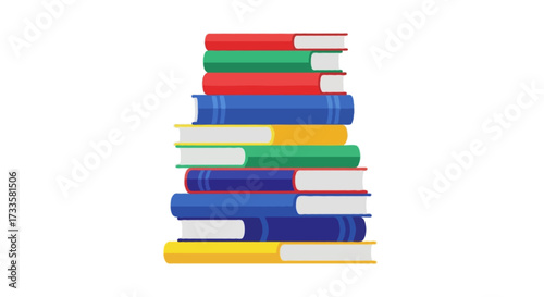 Wallpaper Mural A flat vector illustration of a stack of books, clean shapes, bold flat colors, no outlines, isolated on white background Torontodigital.ca