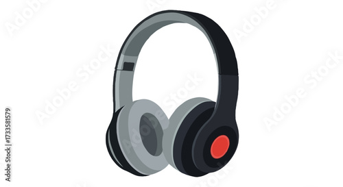 A flat vector illustration of over-ear headphones, simple clean vector design, flat colors, no outlines, isolated on white background