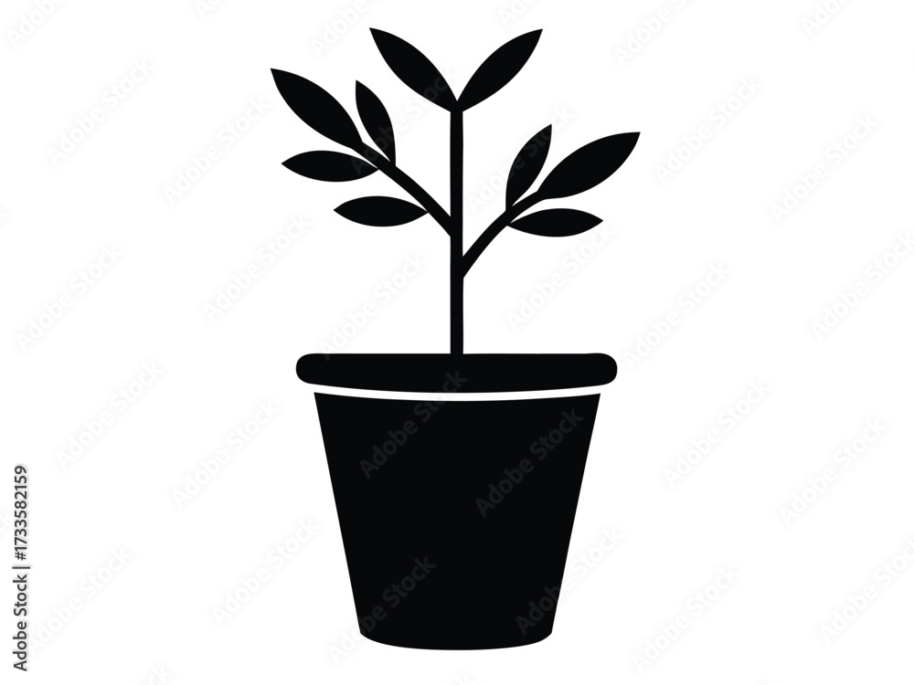 Fototapeta premium potted plant silhouette vector icon