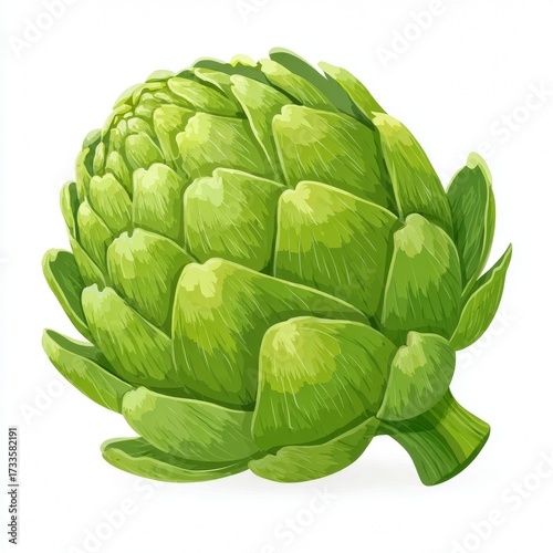A freshly picked artichoke, showcasing its vibrant green color and intricate, layered leaves